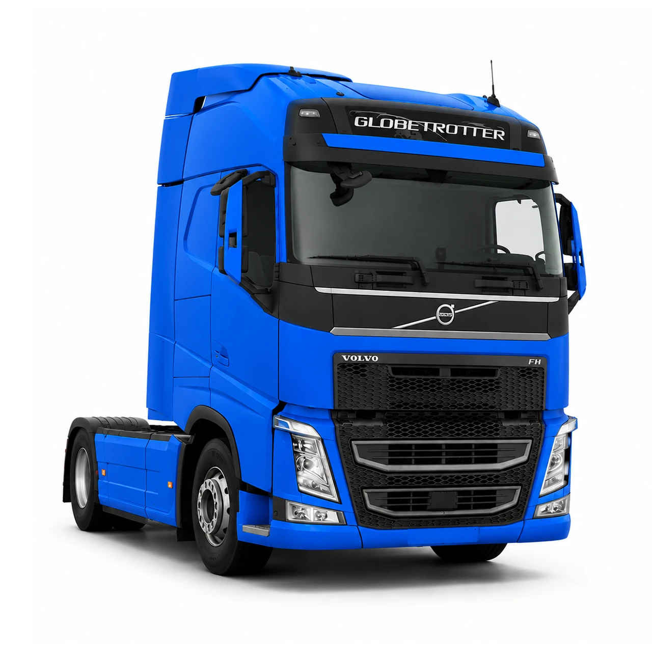 پارت یار – نمای سه‌ربع کامیون کشنده Volvo FH Globetrotter آبی، فروش آنلاین قطعات یدکی ولوو کامیون و کشنده‌های سنگین